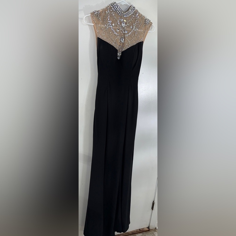 Alyce Paris Black Prom Evening Gown w/ crystal beaded.